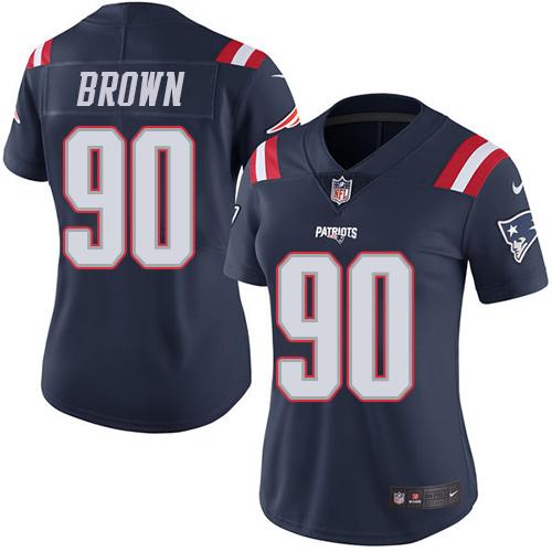 Nike Patriots #90 Malcom Brown Navy Blue Women's Stitched NFL Limited Rush Jersey - Click Image to Close